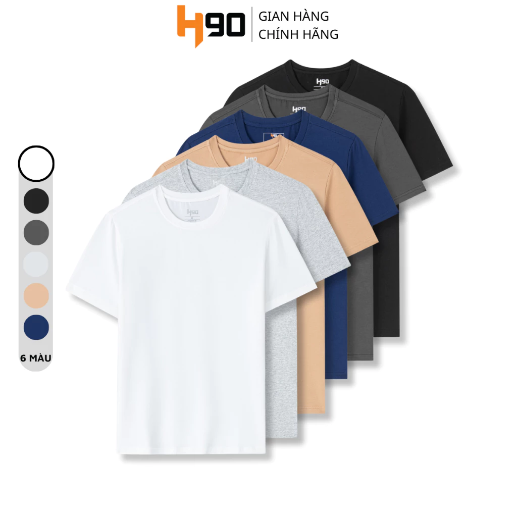 Áo Thun Nam Ngắn Tay H90 T Shirt Áo Phông Nam Cotton Cao Cấp Thoáng Mát Thấm Hút Co Giãn TST01