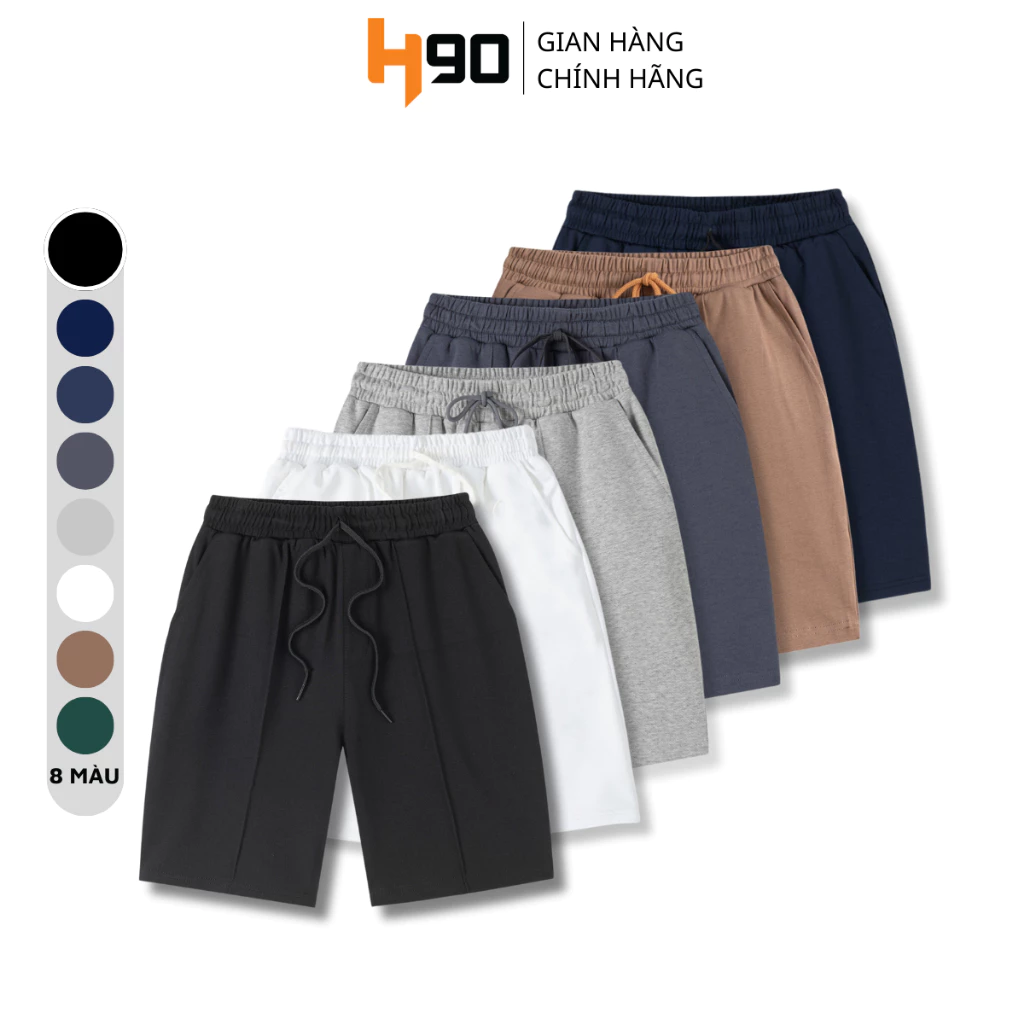 Quần Short Nam H90 Chất Thun Co Giãn, Quần Đùi Nam Màu Đen Basic Đơn Giản Thấm Hút Mồ Hôi QST01