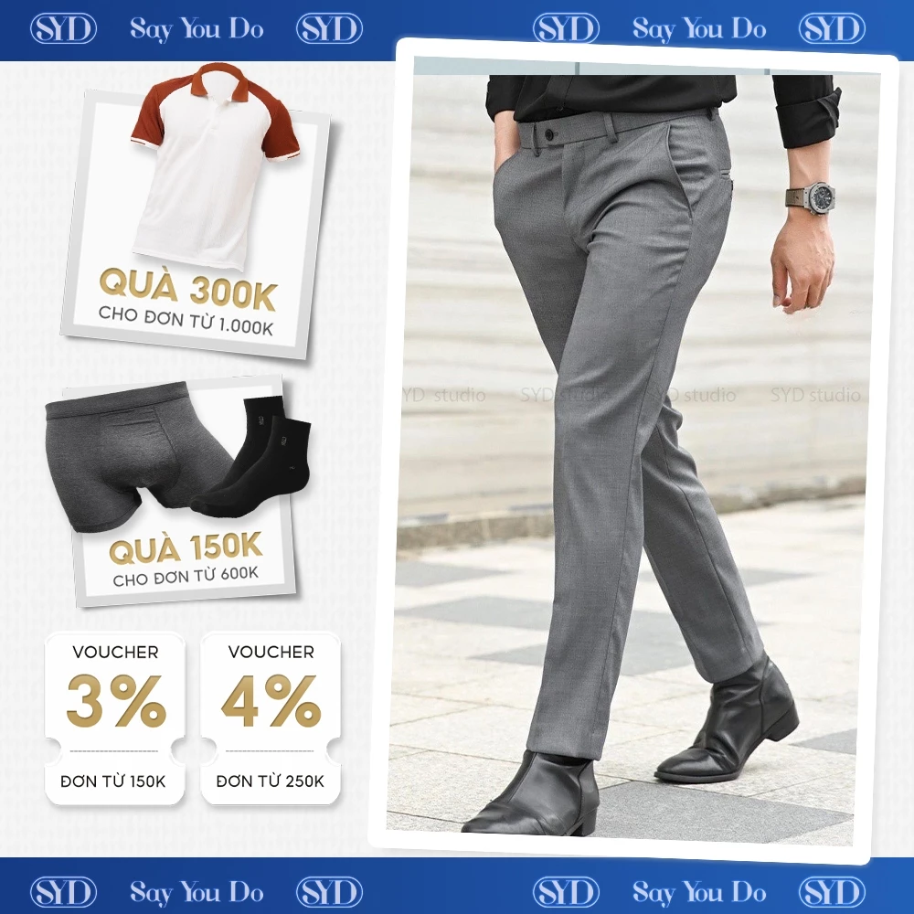 Quần tây âu nam tab quần siêu co giãn nam SAY YOU DO form Regular thoải mái trẻ trung công sở Qa01
